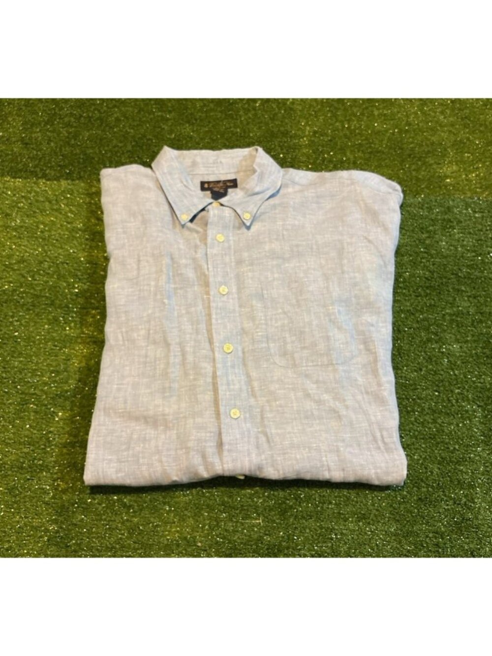 Brooks Brothers shirt mens 2XL blue irish linen lighweight breathable pocket